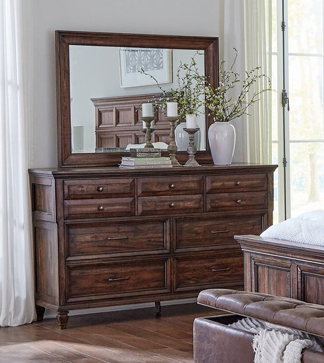 Avenue Weathered Burnished Brown 8-Drawer Dresser And Mirror