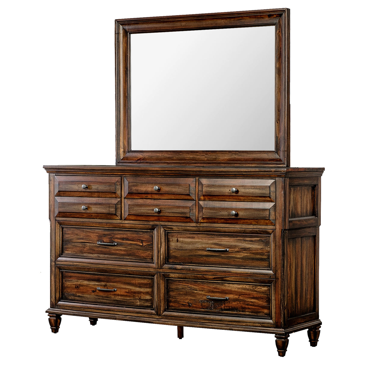 Avenue Weathered Burnished Brown 8-Drawer Dresser And Mirror