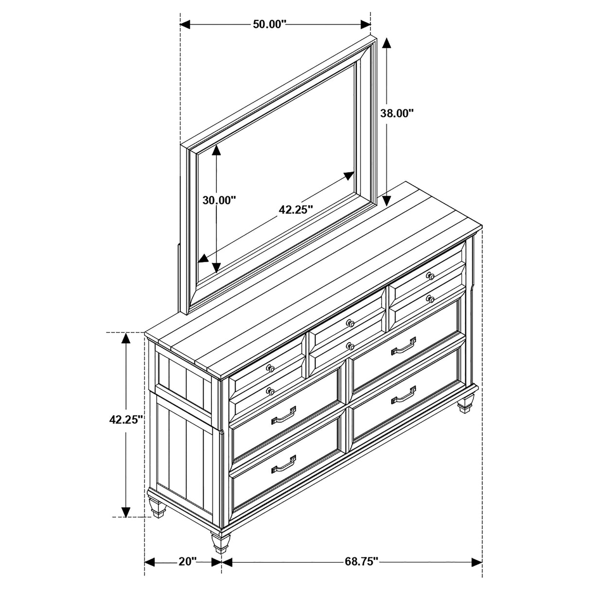 Avenue Weathered Burnished Brown 8-Drawer Dresser And Mirror