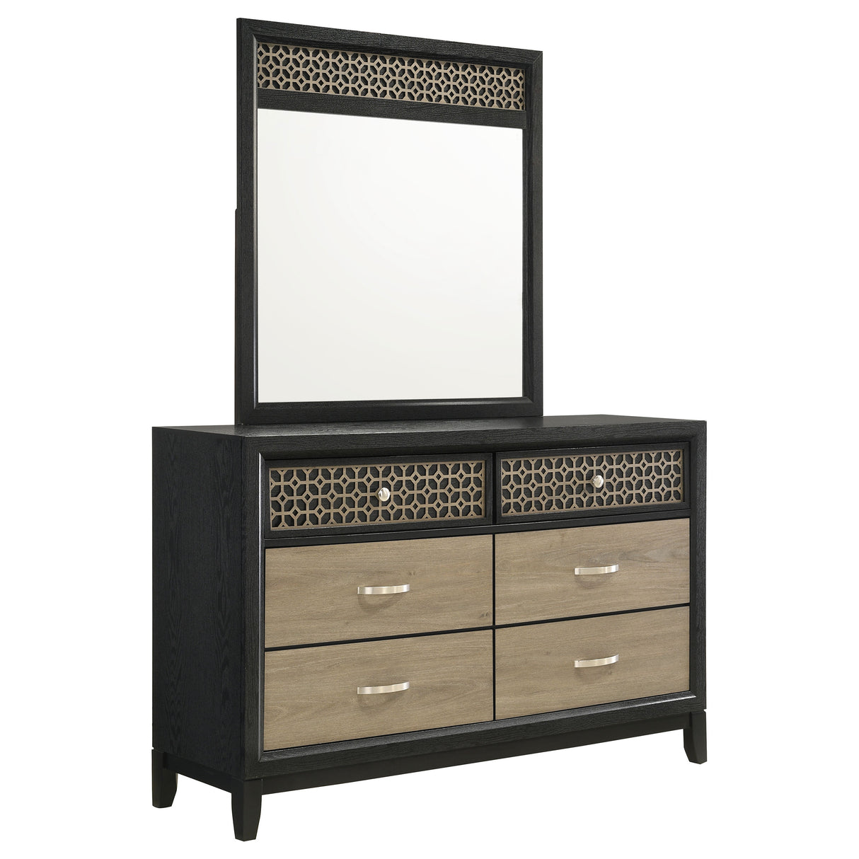 Valencia Black 6-Drawer Dresser With Mirror