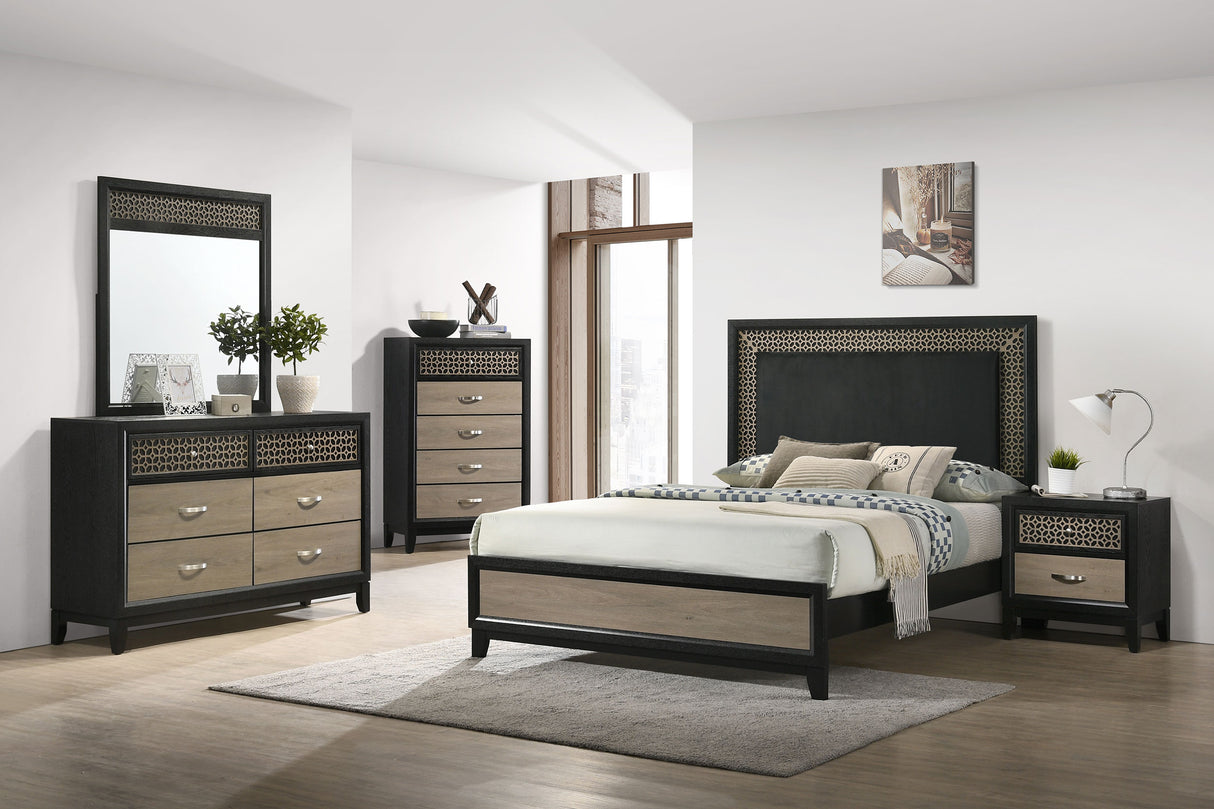 Valencia Black 6-Drawer Dresser With Mirror