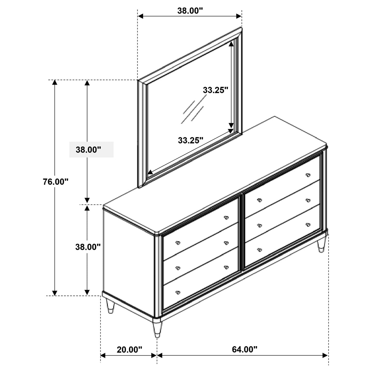 Emberlyn Brown 6-Drawer Dresser With Mirror