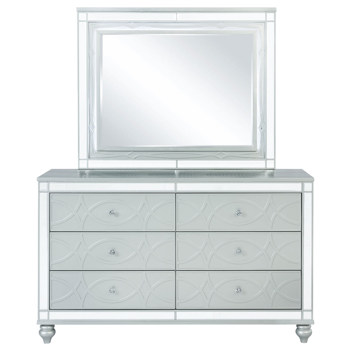 Gunnison Silver Metallic 6-Drawer Dresser With Mirror