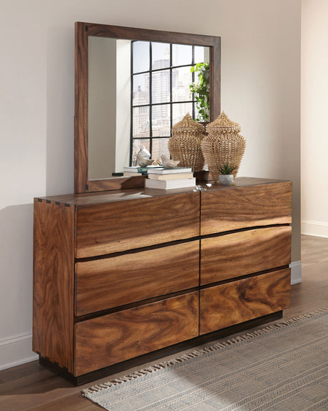 Winslow Smokey Walnut 6-Drawer Dresser With Mirror