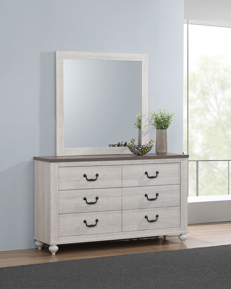 Stillwood Vintage Linen 6-Drawer Dresser With Mirror