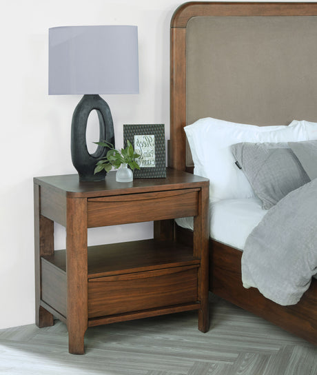 Maderia Walnut 2-Drawer Nightstand Bedside Table