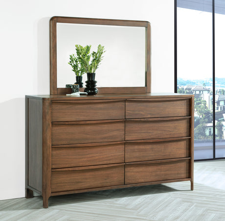 Maderia Walnut 8-Drawer Dresser And Mirror