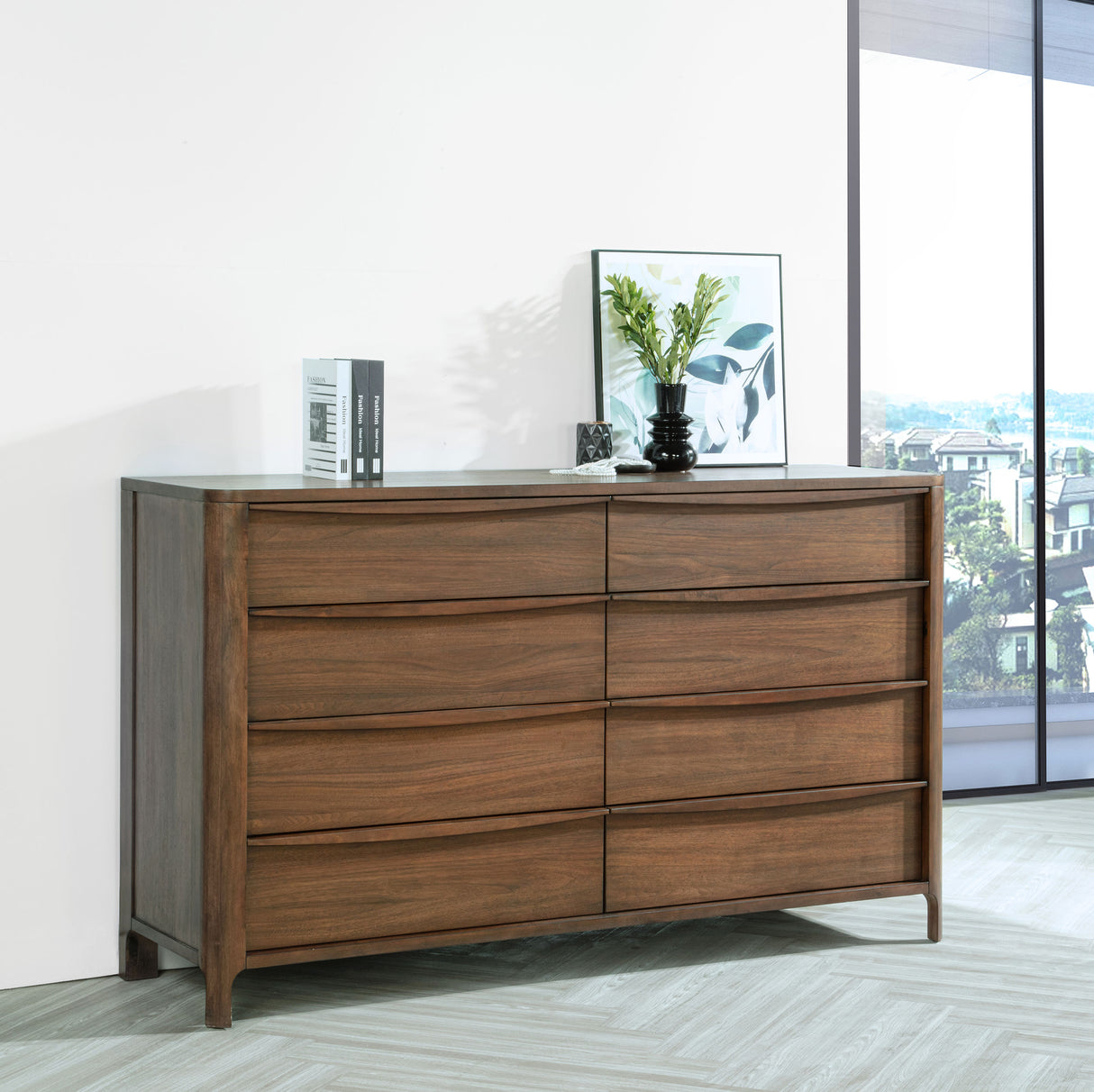 Maderia Walnut 8-Drawer Dresser Cabinet