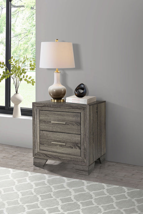 Wright Brown Oak 2-Drawer Nightstand Bedside Table