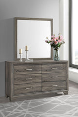 Wright Brown Oak 6-Drawer Dresser And Mirror