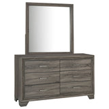 Wright Brown Oak 6-Drawer Dresser And Mirror