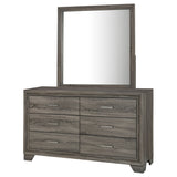 Wright Brown Oak 6-Drawer Dresser And Mirror