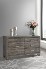 Wright Brown Oak 6-Drawer Dresser Cabinet