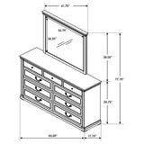 Hillcrest Distressed White 9-Drawer Dresser With Mirror