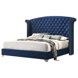 Melody Pacific Blue Upholstered Eastern King Wingback Bed