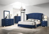 Melody Pacific Blue Upholstered Eastern King Wingback Bed