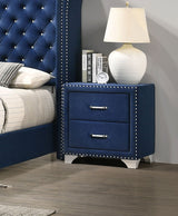 Melody 2-Drawer Upholstered Nightstand Pacific Blue