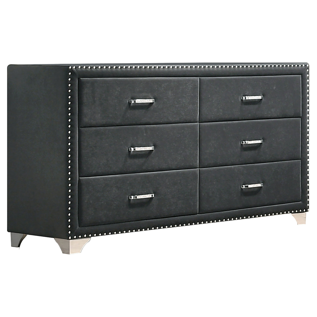 Melody 6-Drawer Upholstered Dresser Grey