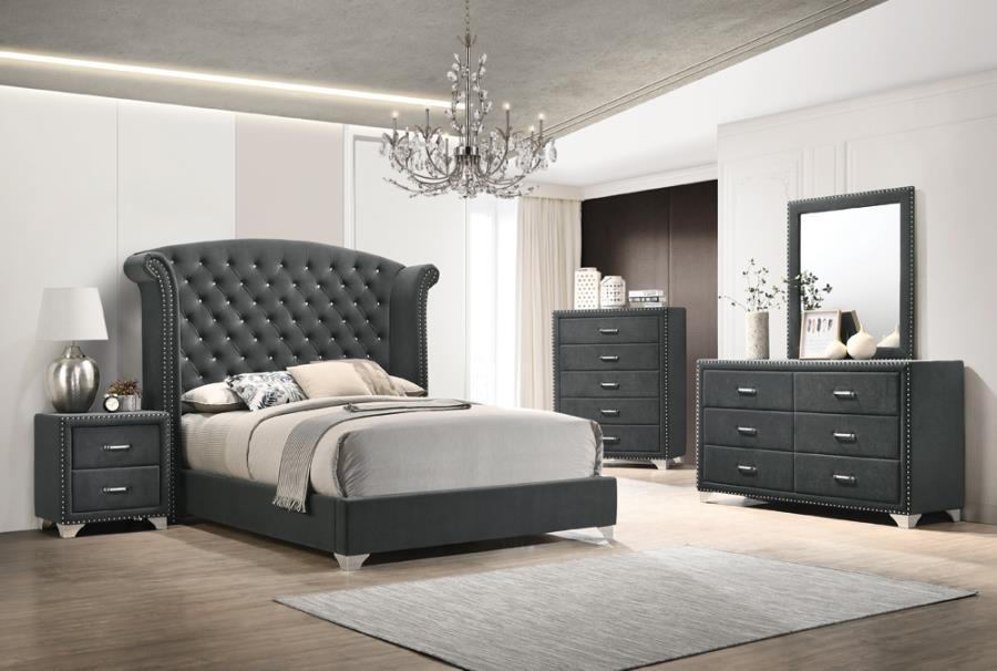 Melody 6-Drawer Upholstered Dresser Grey