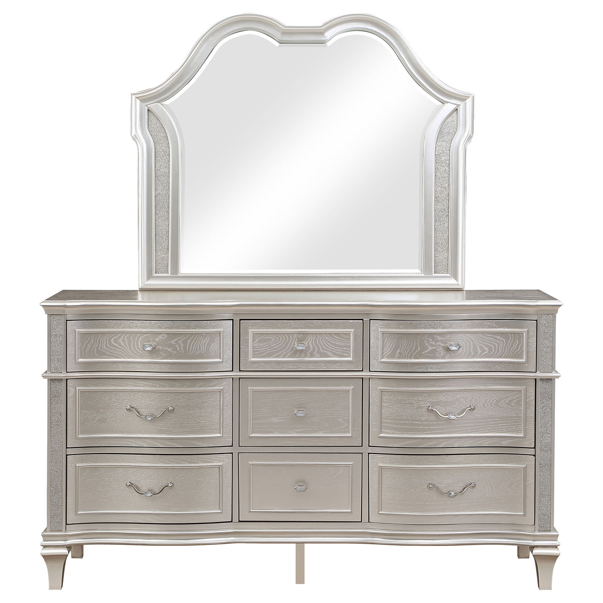 Evangeline Silver Oak 9-Drawer Dresser With Mirror