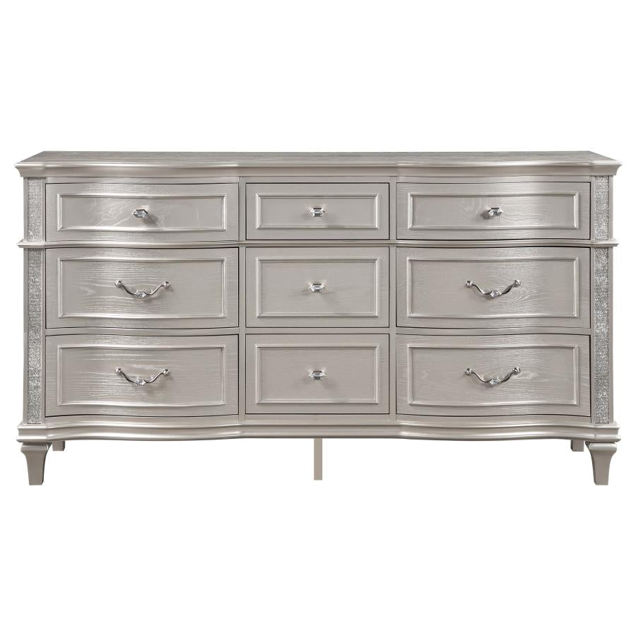 Evangeline 9-Drawer Dresser Silver Oak