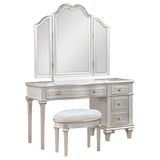 Evangeline Silver Oak 4-Drawer Vanity Set With Stool