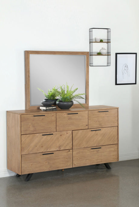 Taylor Light Honey Brown 7-Drawer Dresser With Mirror