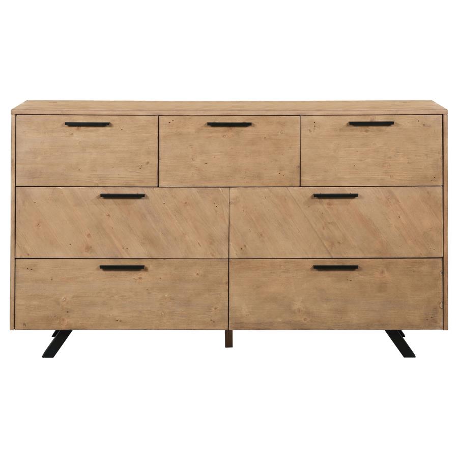 Taylor 7-Drawer Rectangular Dresser Light Honey Brown