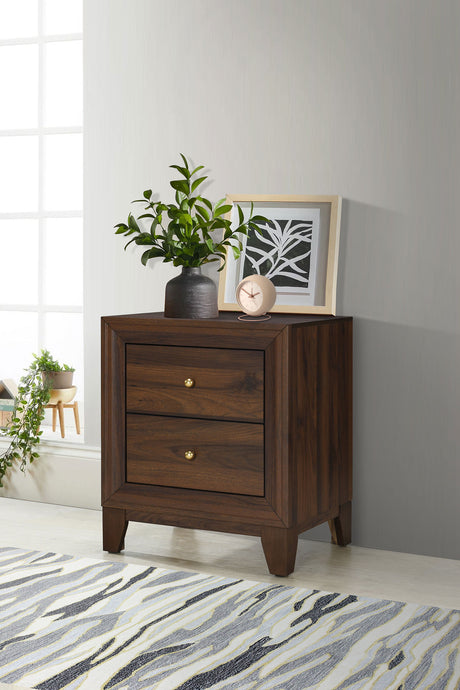 Welsley Walnut 2-Drawer Nightstand Bedside Table