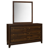 Welsley Walnut 6-Drawer Dresser And Mirror