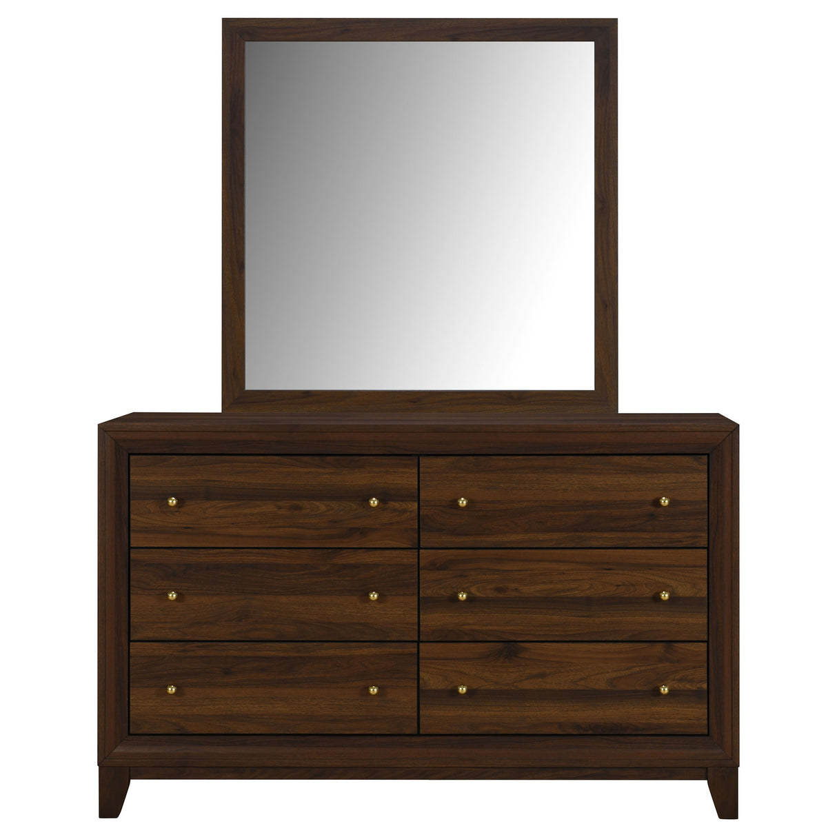 Welsley Walnut 6-Drawer Dresser And Mirror