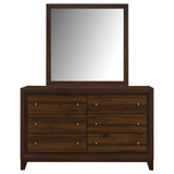 Welsley Walnut 6-Drawer Dresser And Mirror