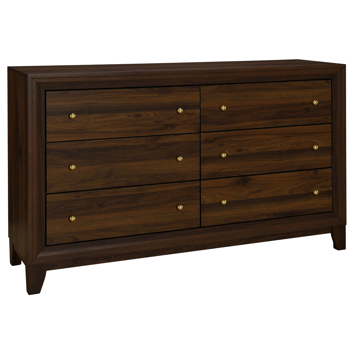 Welsley Walnut 6-Drawer Dresser Cabinet