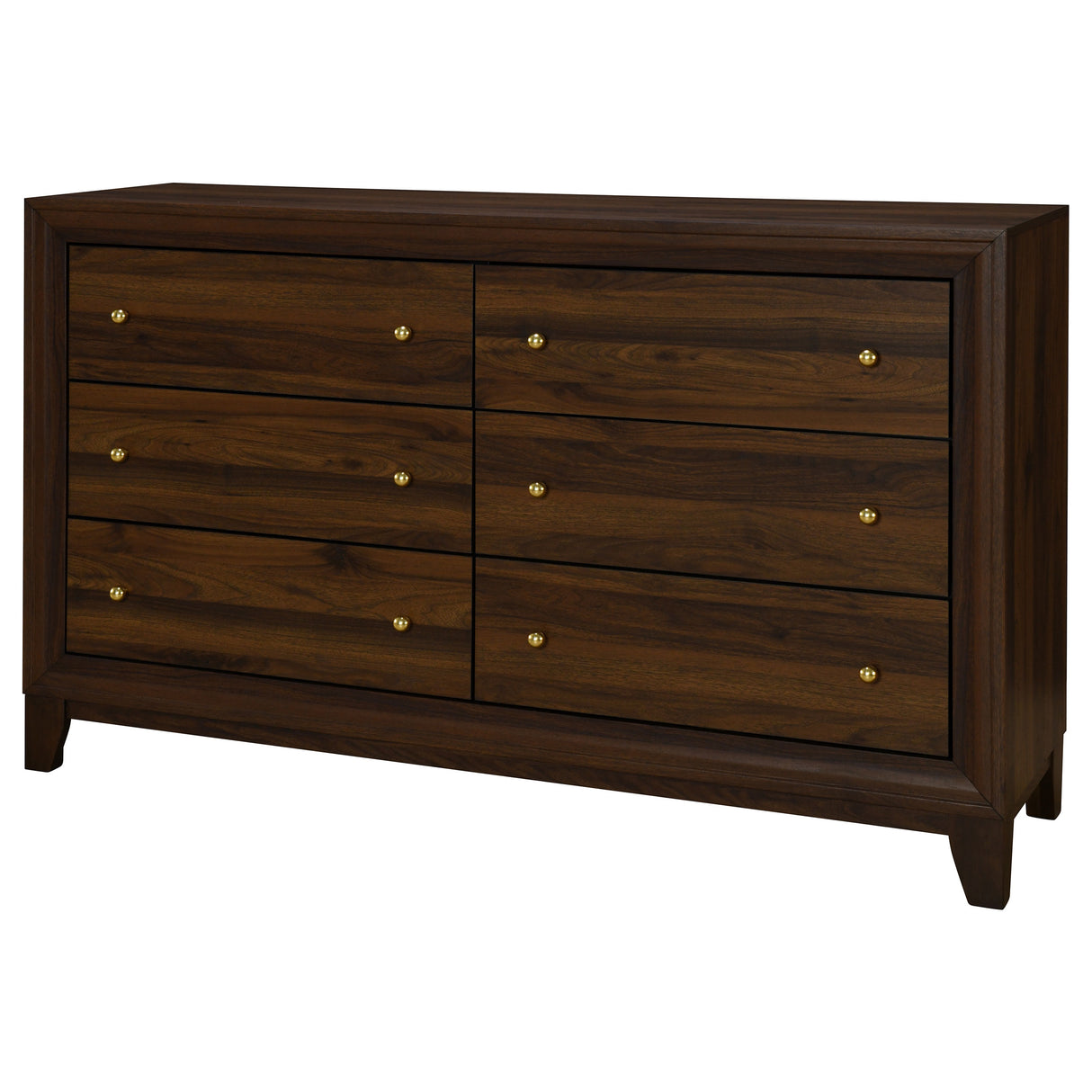 Welsley Walnut 6-Drawer Dresser Cabinet