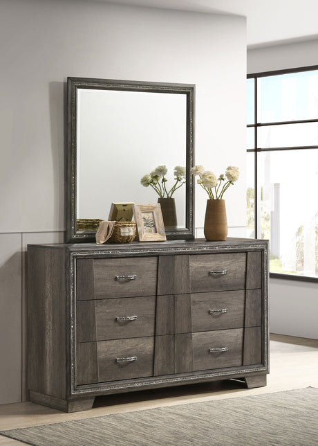 Janine Grey 6-Drawer Dresser With Mirror