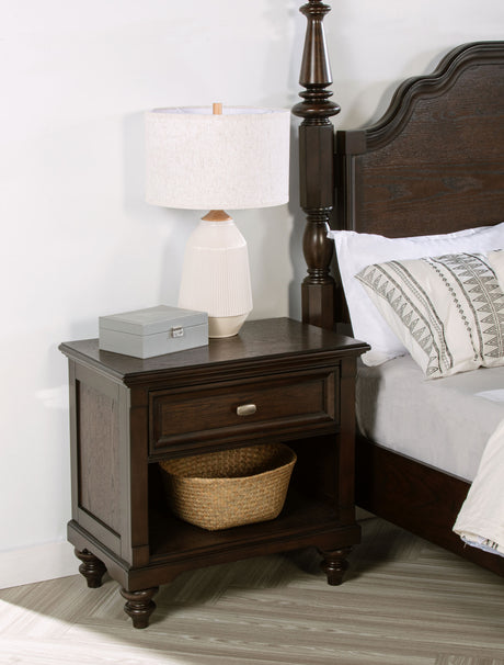 Andover Dark Oak 1-Drawer Nightstand Bedside Table