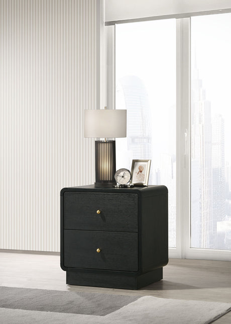 Cavelle Black 2-Drawer Nightstand Bedside Table Black