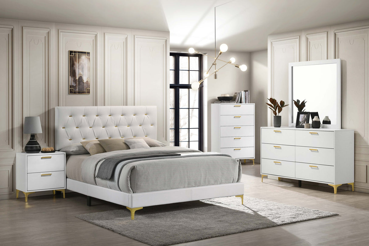 Kendall Tufted Upholstered Panel Eastern King Bed White