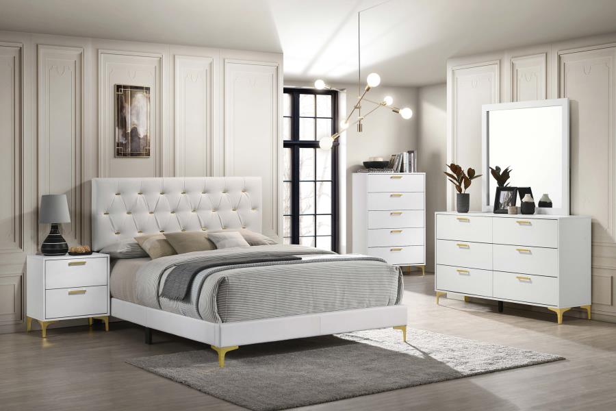 Kendall Tufted Upholstered Panel Queen Bed White