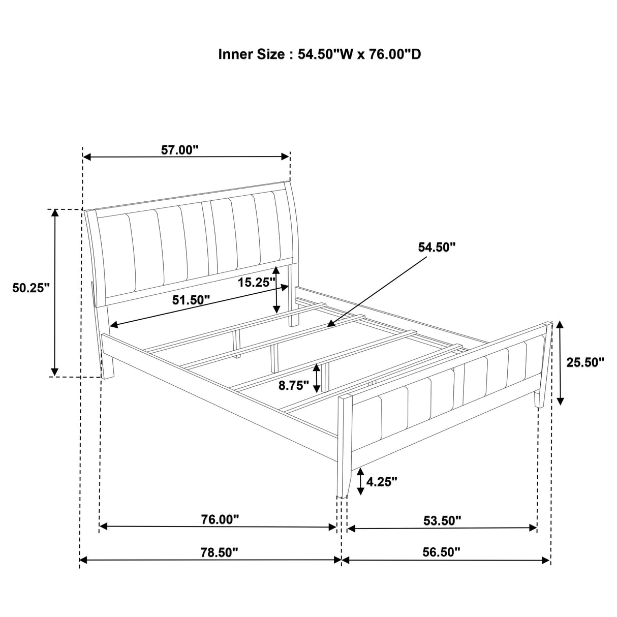 Wilkes Dark Cocoa 51-Inch Upholstered Full Bed