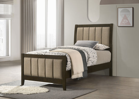 Wilkes Dark Cocoa 51-Inch Upholstered Twin Bed