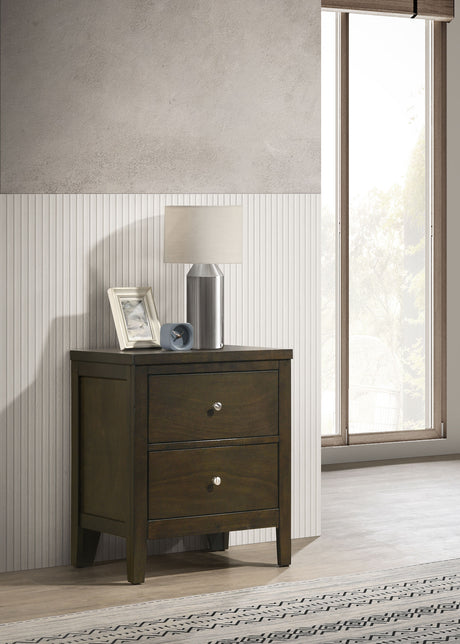 Wilkes Dark Cocoa 2-Drawer Nightstand Bedside Table