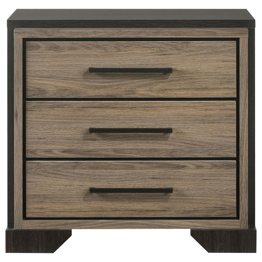 Baker 3-Drawer Nightstand Brown And Light Taupe