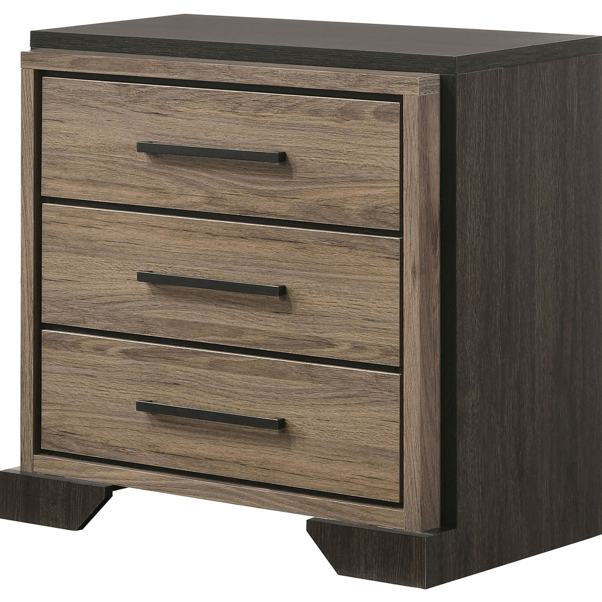 Baker 3-Drawer Nightstand Brown And Light Taupe