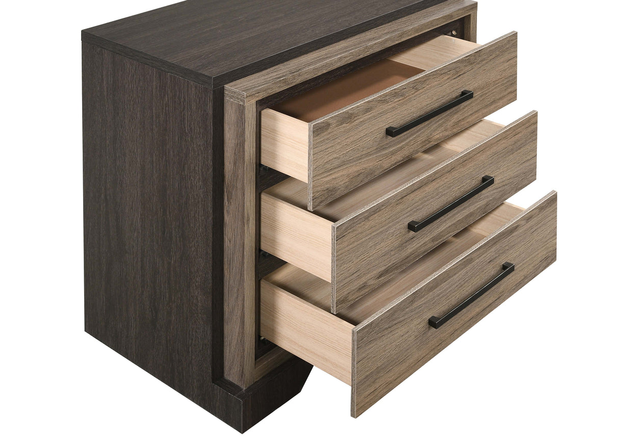 Baker 3-Drawer Nightstand Brown And Light Taupe