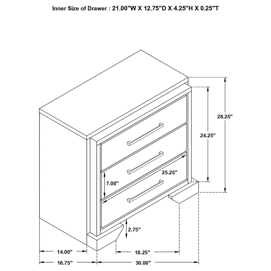 Baker 3-Drawer Nightstand Brown And Light Taupe