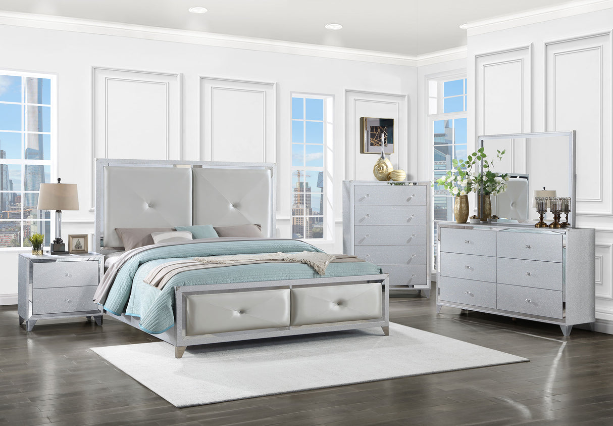 Larue Silver 5-Piece Queen Bedroom Set