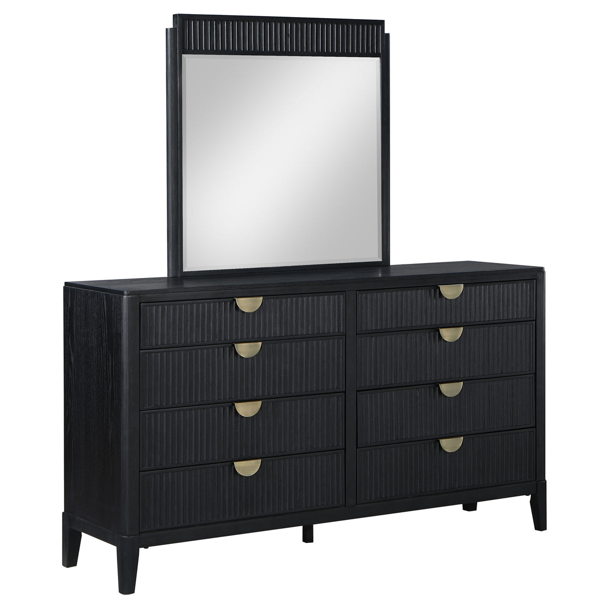 Brookmead Black 8-Drawer Dresser With Mirror