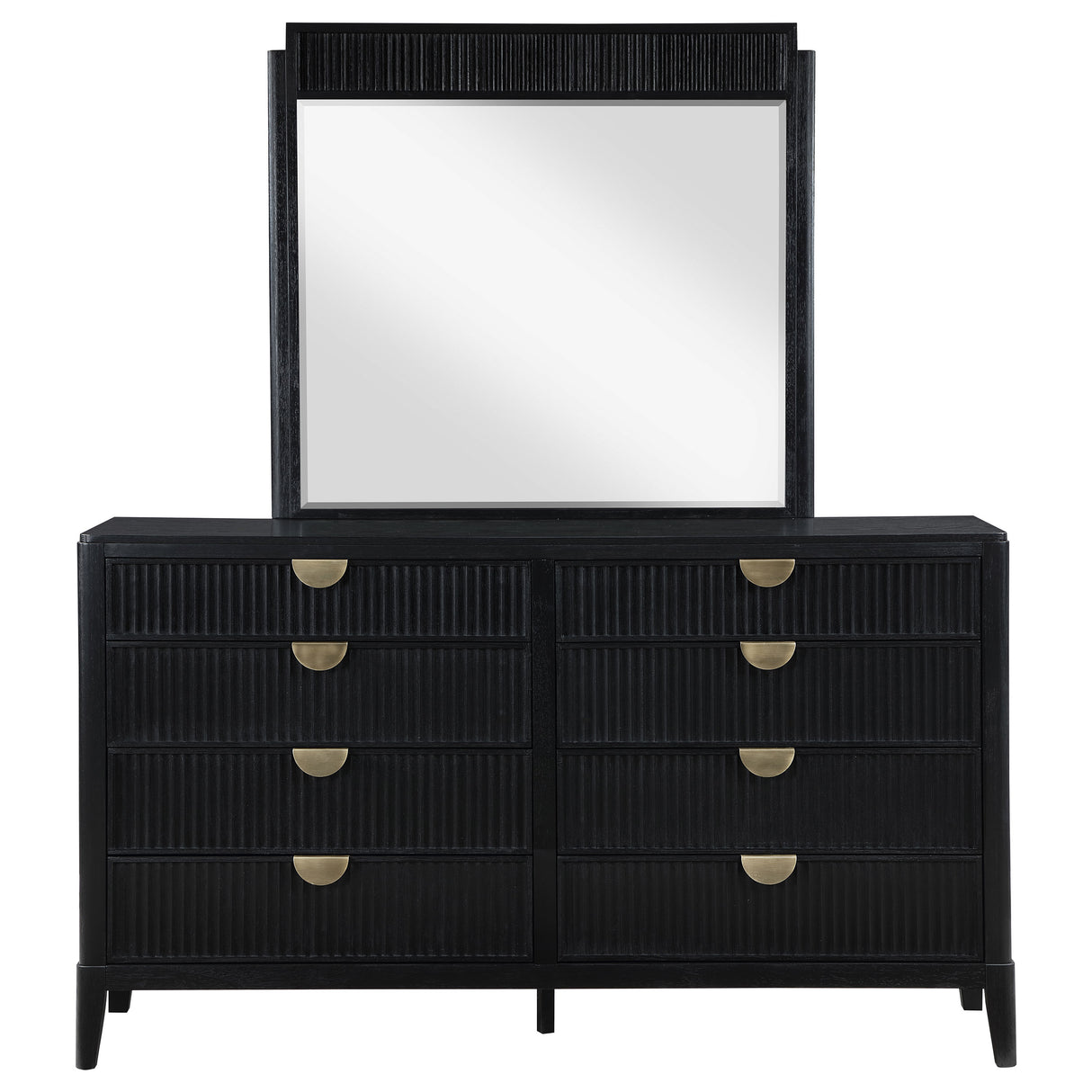 Brookmead Black 8-Drawer Dresser With Mirror