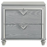 Veronica 2-drawer Nightstand Light Silver